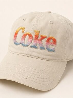 Cream 'Coke' Embroidered Baseball Cap